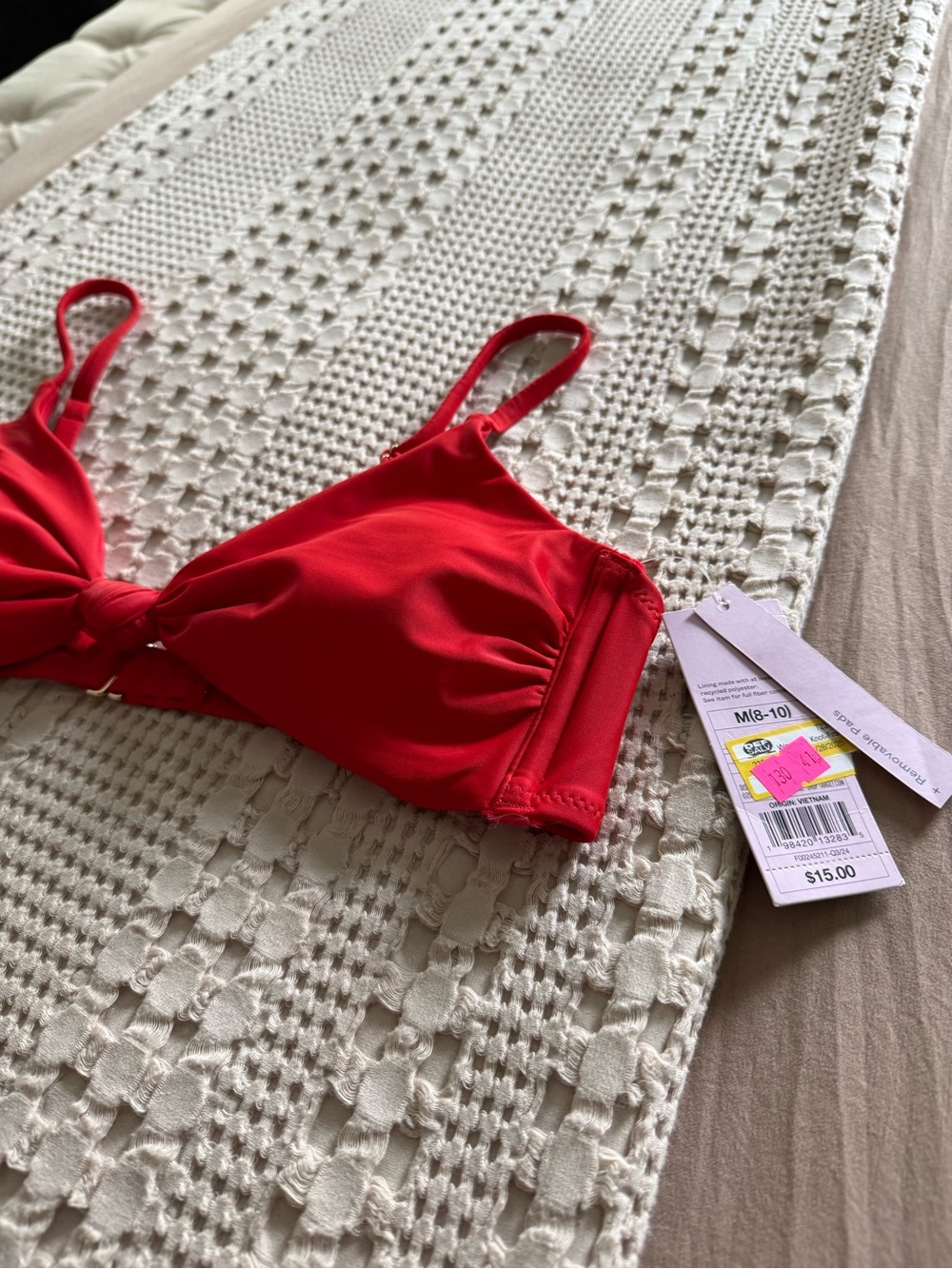 NEW wild fable Red Knot-Front Bikini Top Size M - Picture 2 of 3